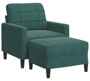 Fotel z podnÃ³Å¼kiem, ciemnozielony, 60 cm, obity aksamitem