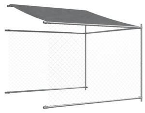 Klatka dla psa, z dachem i drzwiami, szara, 4x2x2 m, stal