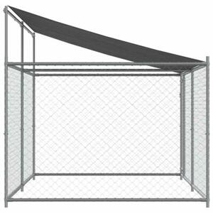 Klatka dla psa, z dachem i drzwiami, szara, 4x2x2 m, stal