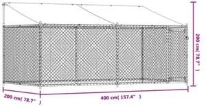 Klatka dla psa, z dachem i drzwiami, szara, 4x2x2 m, stal