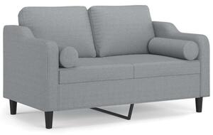 Sofa 2-osobowa z poduszkami, jasnoszara, 120 cm, tkanina