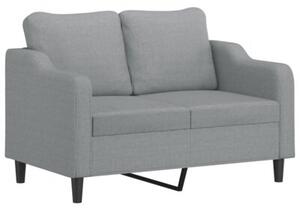 Sofa 2-osobowa z poduszkami, jasnoszara, 120 cm, tkanina