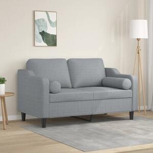 Sofa 2-osobowa z poduszkami, jasnoszara, 120 cm, tkanina