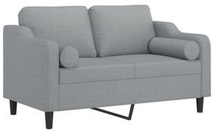 Sofa 2-osobowa z poduszkami, jasnoszara, 120 cm, tkanina