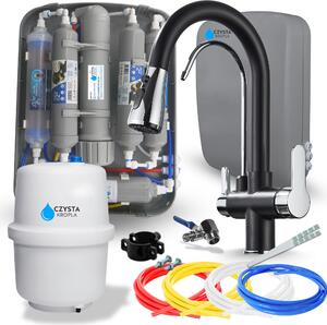 Bateria kuchenna Ari Nordic z filtrem wody, 2 wylewki, obrotowa wylewka, czarny chrom, do filtra RO7 Slim