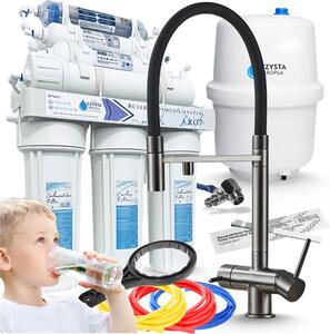 Bateria kuchenna trójdrona Ari HighFlex z filtrem wody, wycigan wylewk i obrotow wylewk, grafit, mosidz