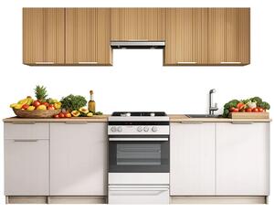 Zestaw mebli kuchennych orzech / kaszmir 240 cm G8-G74