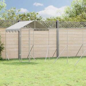 Kojec dla psa, z dachem, srebrny, 10x8x2,5m, stal galwanizowana