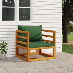 Krzesło ogrodowe z zielonymi poduszkami, lite drewno akacjowe