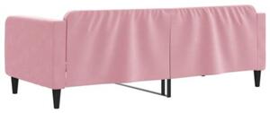 Sofa z funkcją spania, różowa, 90x200 cm, obita aksamitem