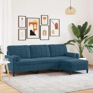 Sofa 3-osobowa z podnÃ³Å¼kiem, niebieska, 210 cm, aksamit