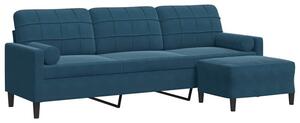 Sofa 3-osobowa z podnÃ³Å¼kiem, niebieska, 210 cm, aksamit
