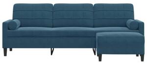 Sofa 3-osobowa z podnÃ³Å¼kiem, niebieska, 210 cm, aksamit