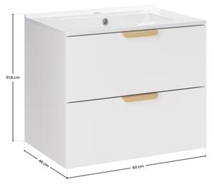 Zestaw mebli łazienkowych 60cm z umywalką Lava Aster White