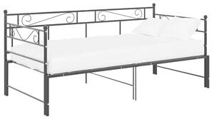 Sofa z wysuwaną ramą łóżka, czarna, metalowa, 90x200 cm