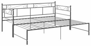 Sofa z wysuwaną ramą łóżka, czarna, metalowa, 90x200 cm