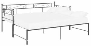 Sofa z wysuwaną ramą łóżka, czarna, metalowa, 90x200 cm
