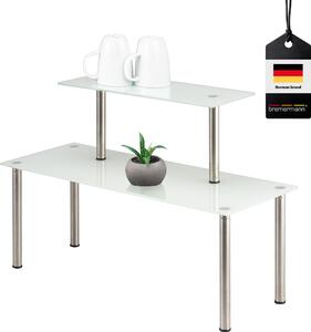 Bremermann Glas-Regal, Küchenregal, mit Glasplatten und Edelstahlfüßen, weiß
