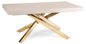 Stół Prostokątny Rozkładany HAMPTON 160-240 cm Kaszmir/Złoty do Jadalni Glamour
