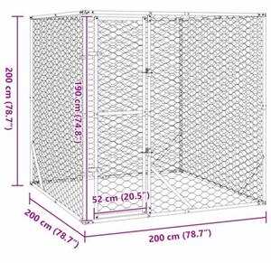 Kojec zewnętrzny dla psa, 2x2x2 m, stal galwanizowana