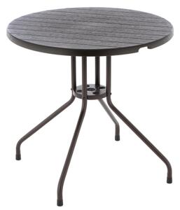 Stół balkonowy okrągły 80 cm, stalowy, brązowy blat