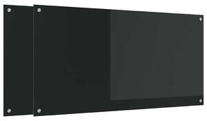 Panel kuchenny 2 pcs Czarny 120 x 60 cm szkło hartowane
