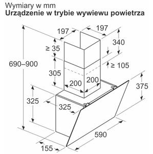 Okap BOSCH DWK65DK20 BiaÅy 550m3/h 60dB klasa A