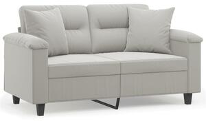 Sofa 2-osobowa z poduszkami, jasnoszara, 120 cm, mikrofibra