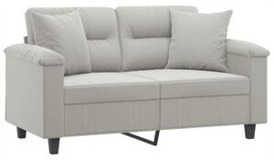 Sofa 2-osobowa z poduszkami, jasnoszara, 120 cm, mikrofibra