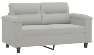 Sofa 2-osobowa z poduszkami, jasnoszara, 120 cm, mikrofibra