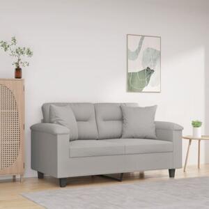 Sofa 2-osobowa z poduszkami, jasnoszara, 120 cm, mikrofibra