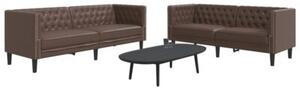 Zestaw 2-cz. wypoczynkowy chesterfield, brÄ zowy, sztuczna skÃ³ra