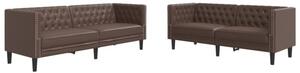 Zestaw 2-cz. wypoczynkowy chesterfield, brÄ zowy, sztuczna skÃ³ra