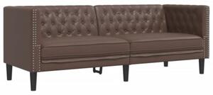 Zestaw 2-cz. wypoczynkowy chesterfield, brÄ zowy, sztuczna skÃ³ra