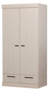 Szarobeżowa szafa z litego drewna sosnowego 94x195x53 cm Connect – WOOOD