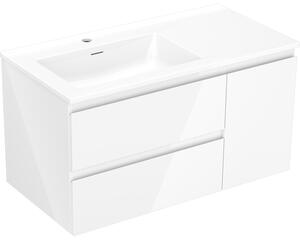Mexen Orio szafka łazienkowa 90 cm z umywalką Otis lewą, 2S, 1D, biała połysk - 91A13-09047-3-BBFFF00-W18L00