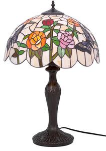 Stylowa lampa stołowa z witrażowym kloszem P1-D56