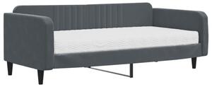 Sofa z materacem do spania, ciemnoszara, 100x200 cm, aksamit