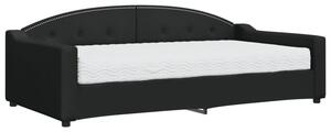 Sofa z materacem do spania, czarna, 100x200 cm, tkanina