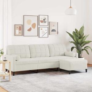 Sofa 3-osobowa z podnÃ³Å¼kiem, kremowa, 210 cm, aksamit