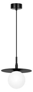 Czarna lampa wisząca szklana kula z metalowym dyskiem - 4X A692 K7-E96