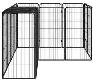 Kojec dla psa, 14 paneli, czarny, 50x100 cm, stal