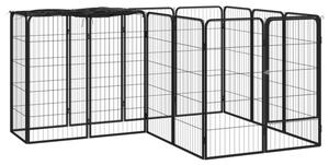 Kojec dla psa, 14 paneli, czarny, 50x100 cm, stal