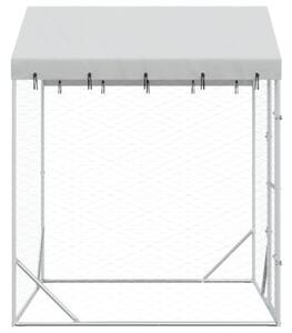 Kojec dla psa, z dachem, srebrny, 2x2x2,5 m, stal galwanizowana