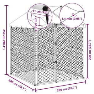 Kojec dla psa, z dachem, srebrny, 2x2x2,5 m, stal galwanizowana