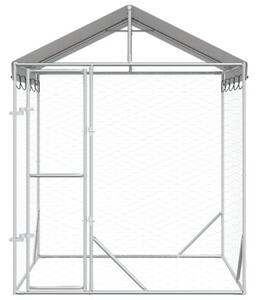 Kojec dla psa, z dachem, srebrny, 2x2x2,5 m, stal galwanizowana