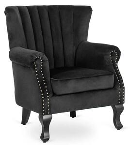Czarny welurowy fotel uszak glamour M9-Z48