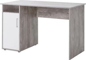 Klasyczne biurko Multi beton/ biel z drzwiami