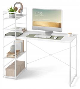 Białe minimalistyczne biurko komputerowe z regałem T0-P38