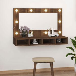 Toaletka z lustrem i półkami na biurko brązowy dąb - Arvola 3X